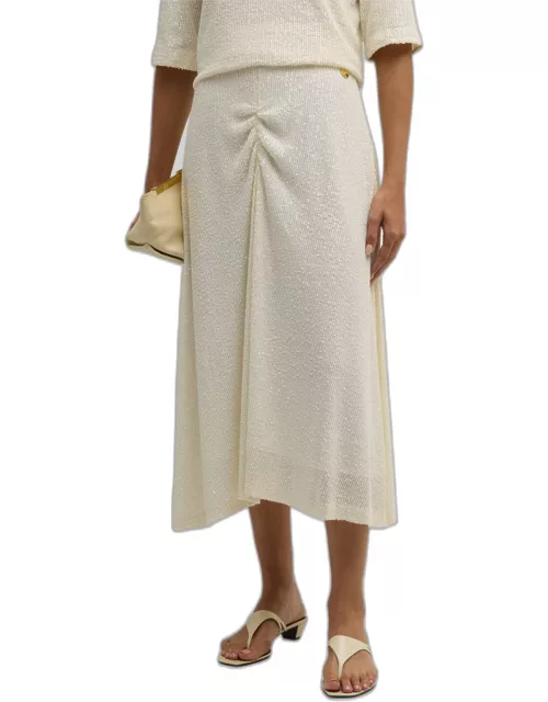 Nikki Ruched Sequin A-Line Midi Skirt