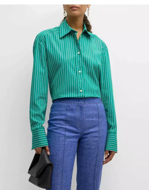 Lyn Striped Button-Down Cotton Shirt