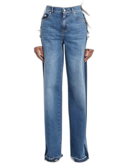 Contrast Wide-Leg Denim Jean