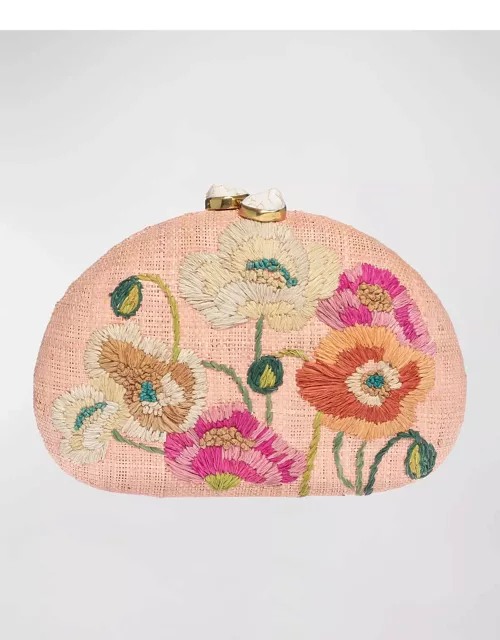 Berna Poppies Embroidered Clutch Bag