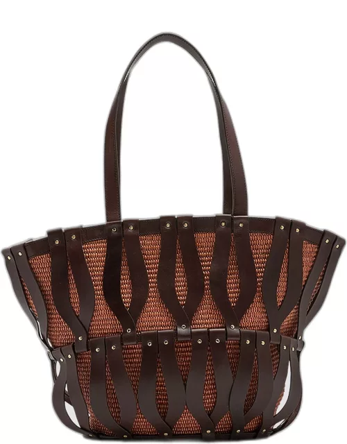 Indra Large Caged Straw Tote Bag