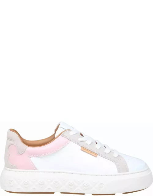 Tory Burch Ladybug Sneakers In White And Pink Leather