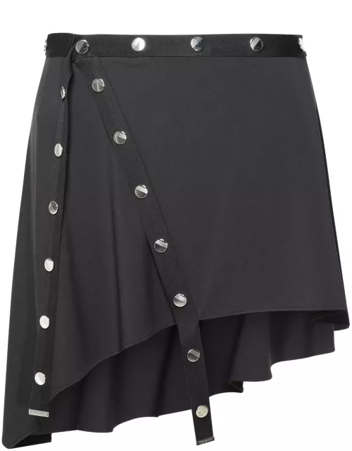 The Attico Asymmetric Stud-embellished Mini Skirt