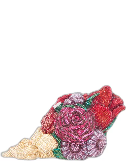 Corsage Roses Clutch Bag with Chain Strap