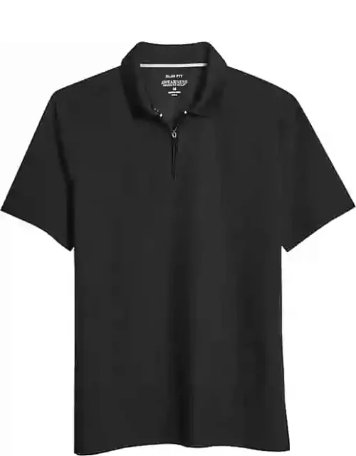 Awearness Kenneth Cole Big & Tall Men's Slim Fit Zip Placket Polo Shirt Black