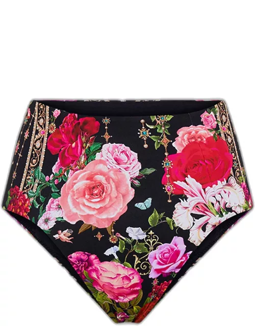 Floral High-Waist Paneled Bikini Bottom