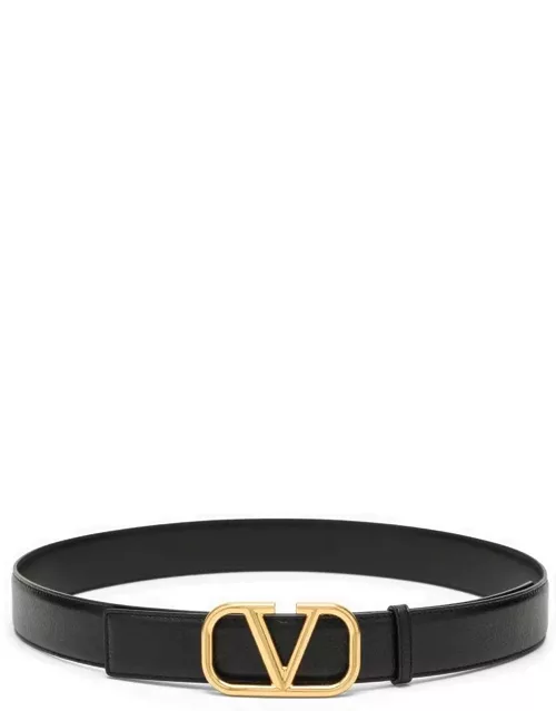 Vlogo black/gold leather belt