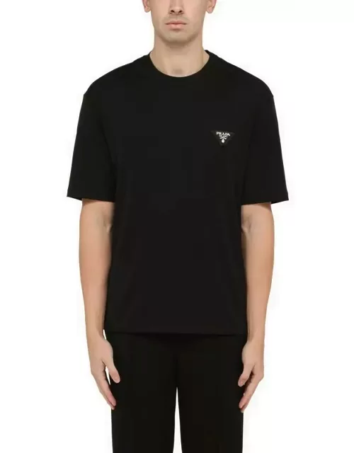 Black cotton crew-neck T-shirt