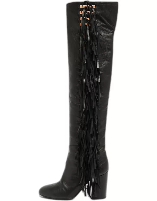 Laurence Dacade Black Leather Cowboy Knee Length Boot