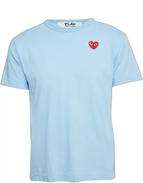 Comme des Garcons Play Blue Cotton Red Heart Applique T-Shirt
