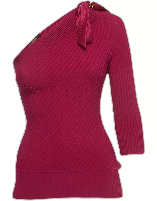 Roberto Cavalli Pink Knit One Shoulder Top