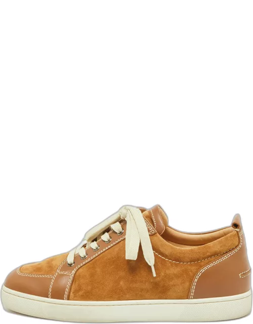 Christian Louboutin Brown Suede and Leather Orlato Low Top Sneakers