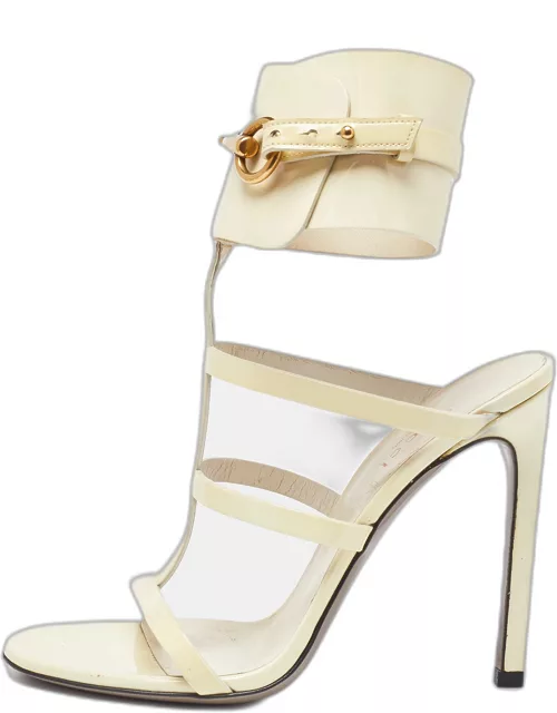 Gucci Cream Patent Leather Ursula Horsebit Gladiator Sandal