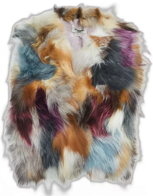 Zadig & Voltaire Multicolor Fur Sleeveless Cropped Jacket