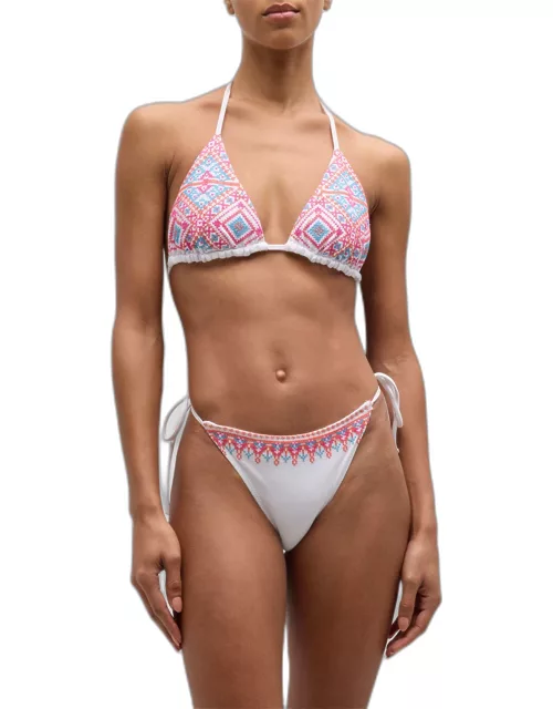 Kaisley Embroidered Bikini Top
