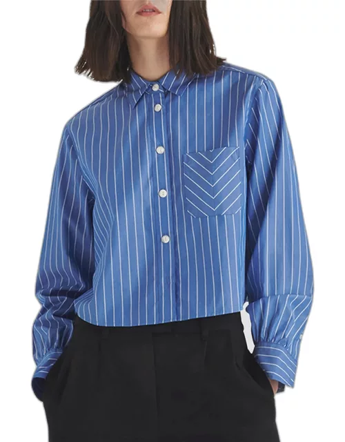 Maxine Long-Sleeve Cropped Stripe Shirt
