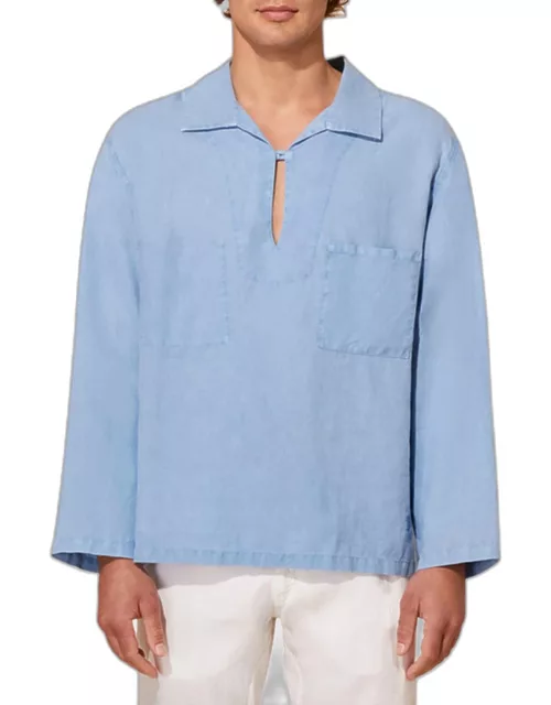 Men's Garment-Dyed Linen Vareuse Shirt
