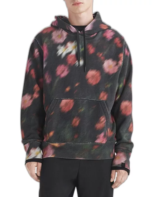 Men's Blurred Floral-Print Hoodie