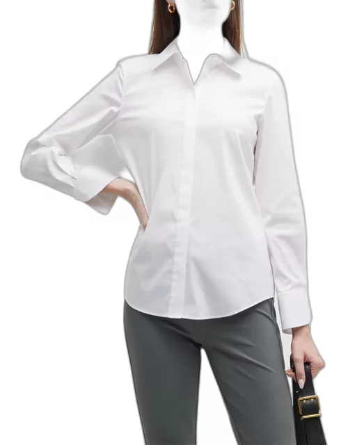 Petite Wright Button-Down Cotton-Blend Shirt