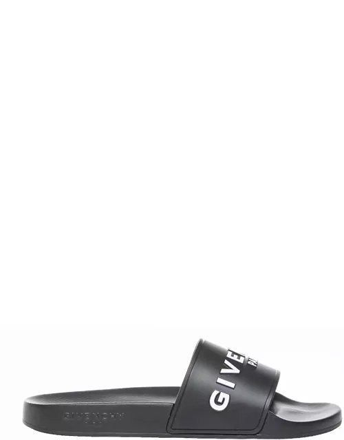 Givenchy Black Slide Sandals With Contrasting Logo In Rubber Woman