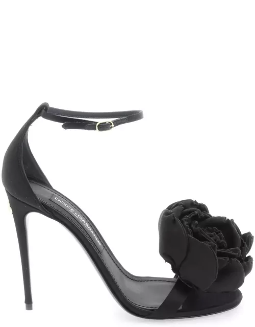 Dolce & Gabbana Satin Sandals With Floral Application