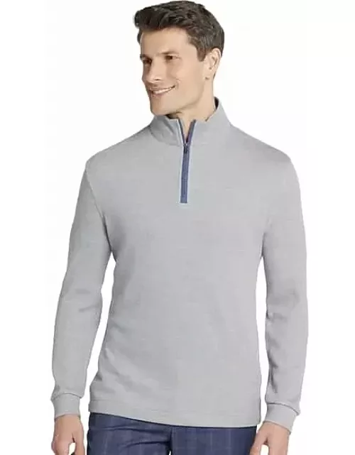 Joseph Abboud Men's Modern Fit French Rib 1/4 Zip Sweater Grey
