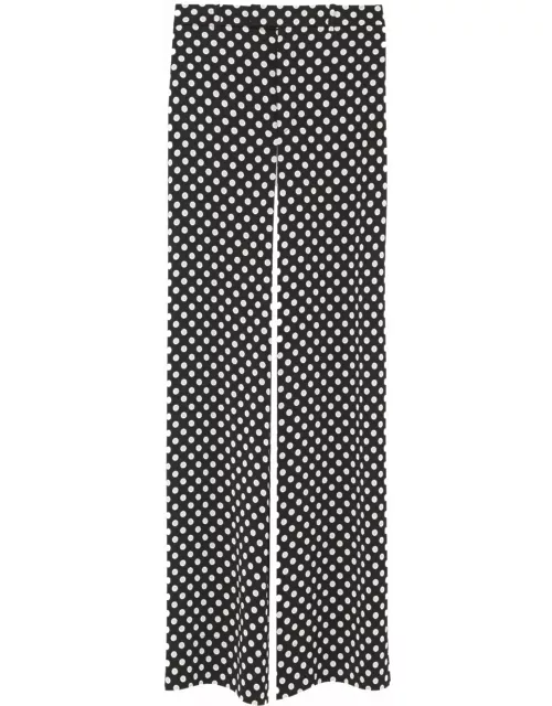 Polka-dot tailored silk trouser