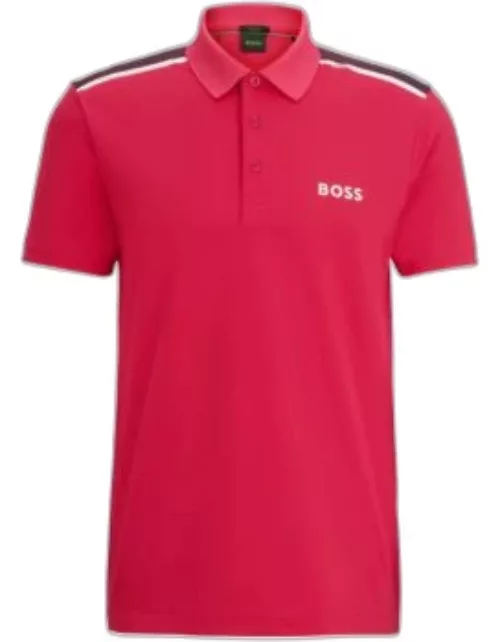 Performance-stretch polo shirt with contrast logo- light pink Men's Polo Shirt