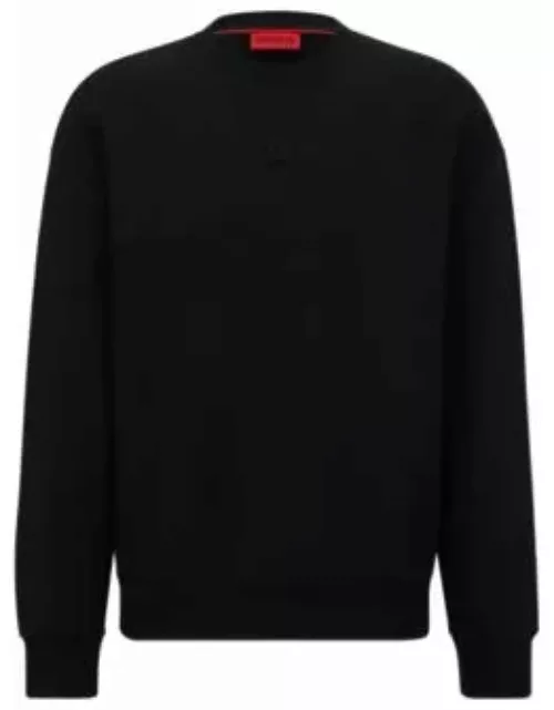 Stretch-cotton regular-fit sweatshirt with stacked logo- Black Men's Tracksuit