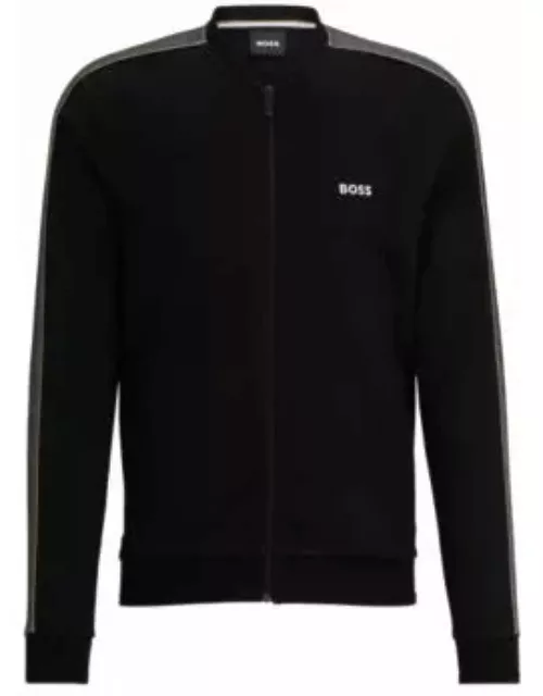 Zip-up jacket with embroidered logo- Black Men's Loungewear
