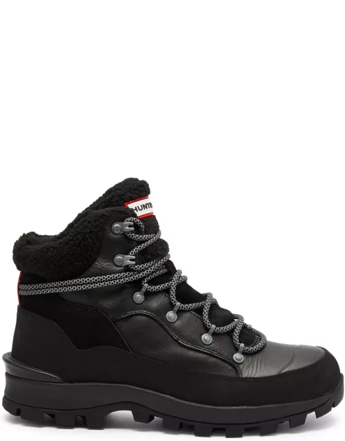 Hunter Explorer Panelled Leather Hiking Boots - Black - 40 (IT40 / UK7)