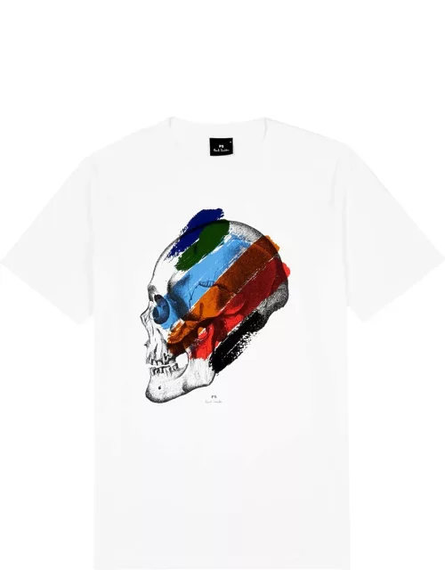 PS Paul Smith Stripe Skull Printed Cotton T-shirt - White