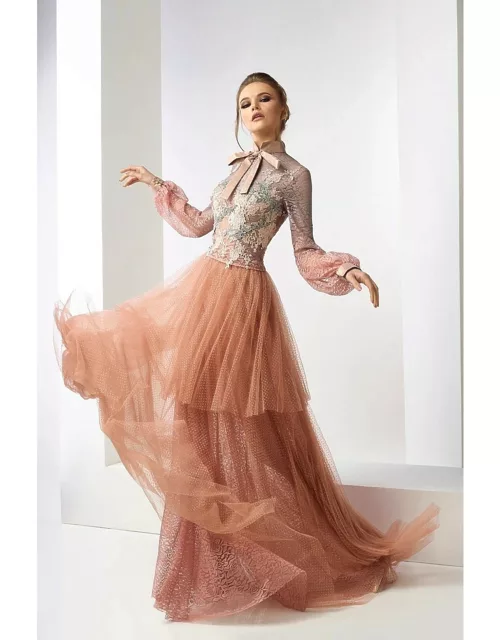 Gatti Nolli by Marwan Lyall Long Sleeve Lace Top and Tulle Skirt