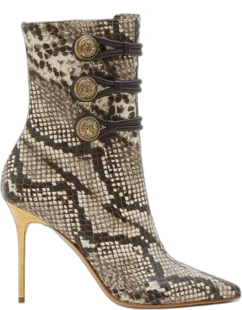 Alma Python-Embossed Ankle Bootie