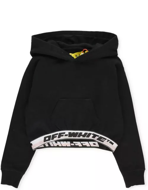 Off-White Logo Band Cropped Hoodie