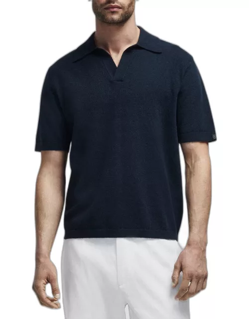 Men's Toweling Polo Shirt with Johnny Collar