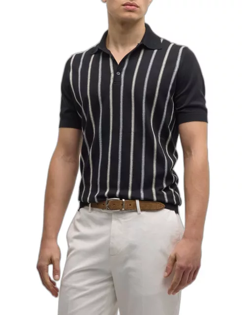 Men's Bicolor Stripe Polo Sweater