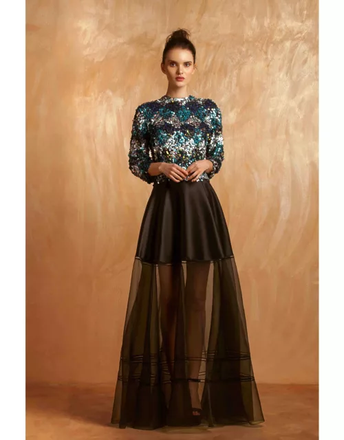 Gemy Maalouf 2-Piece Embellished Top and Long Skirt