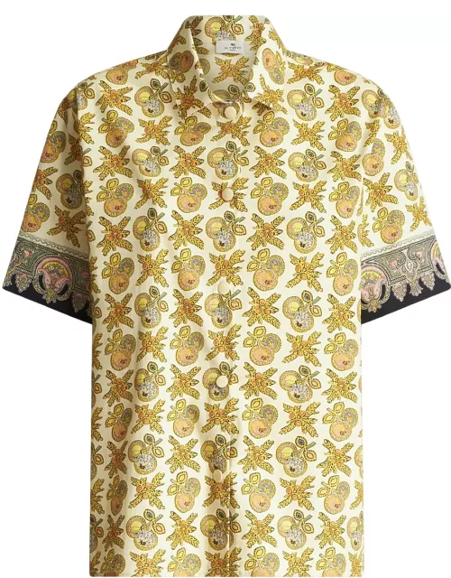 Etro White Shirt With Apples Print All-over