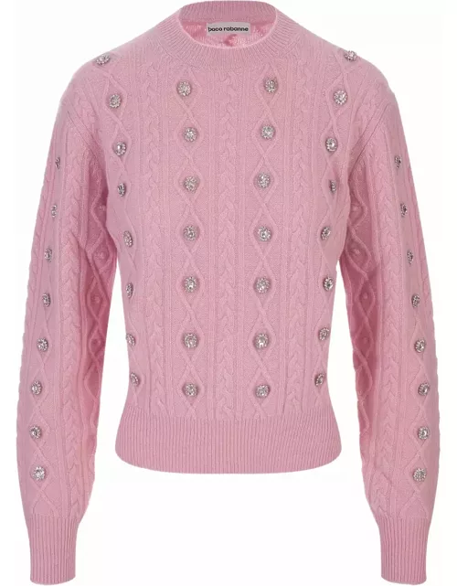 Paco Rabanne Pink Pullover With Crystal