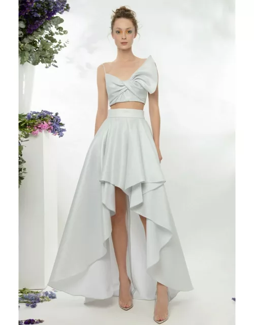 Gemy Maalouf Bow-Like Shimmery Top and Long Skirt