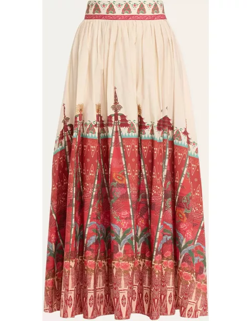Ombretta Saladin-Print Maxi Skirt