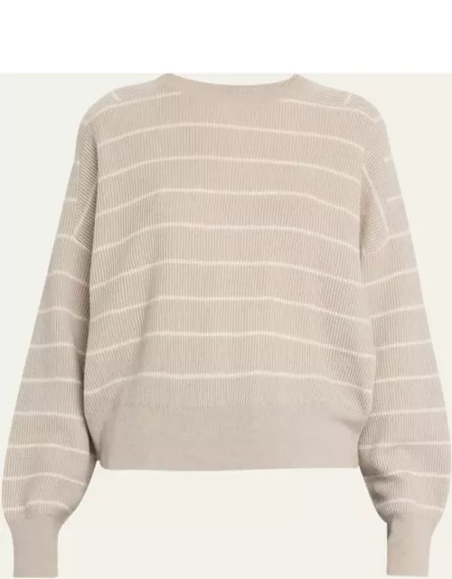 Striped Long-Sleeve Crewneck Sweater