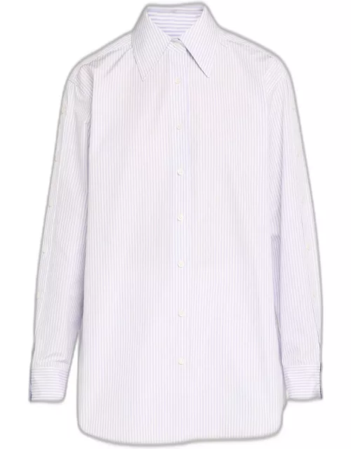Striped Button-Sleeve Shirt