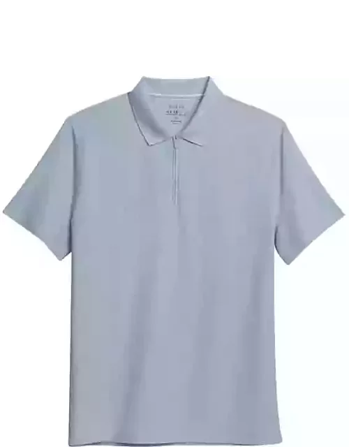 Awearness Kenneth Cole Men's Slim Fit Zip Placket Polo Shirt Light Blue