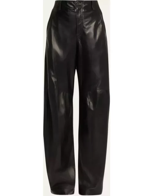 Wide-Leg Leather Pant