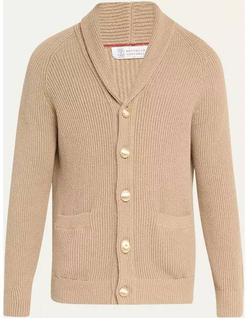 Men's Cotton Ribbed Shawl Cardigan Sweater
