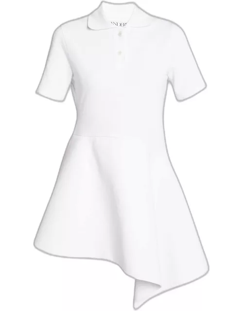 Asymmetric Short-Sleeve Mini Polo Dres