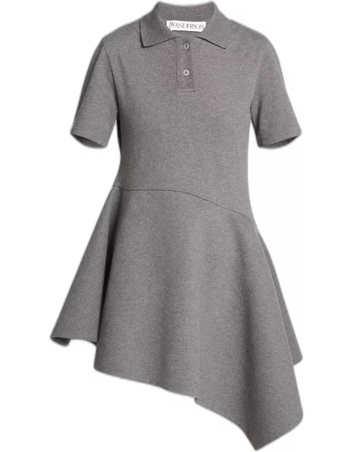 Asymmetric Short-Sleeve Mini Polo Dres