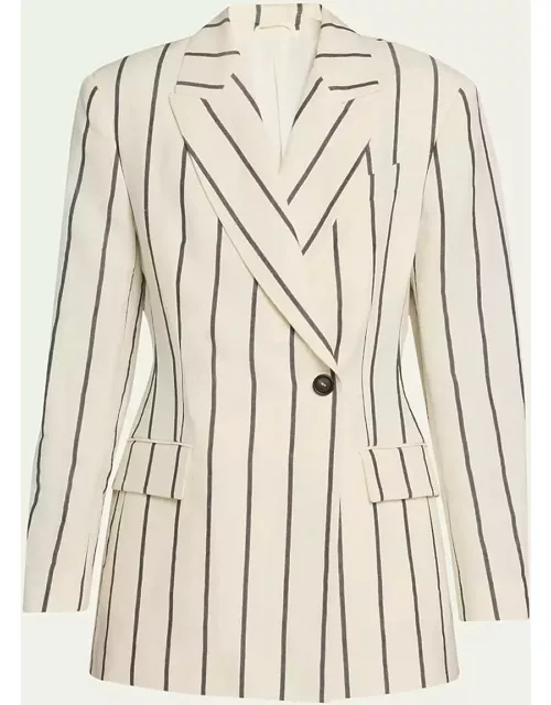 Striped Single-Breasted Suit Jacket
